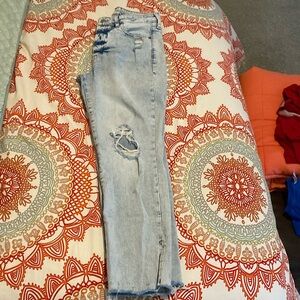 Distressed Light Wash OG Straight Ankle Length Jeans